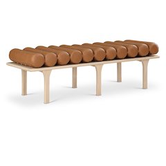Landon Cognac Vegan Leather Bench