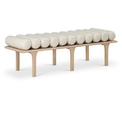 Landon Cream Vegan Leather Bench