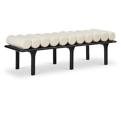 Landon Cream Vegan Leather Bench