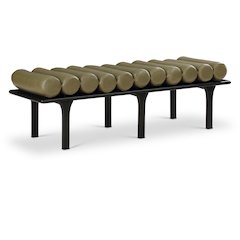 Landon Olive Green Vegan Leather Bench