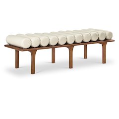Landon Cream Vegan Leather Bench