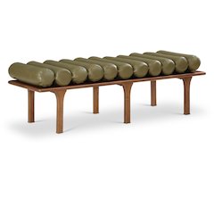 Landon Olive Green Vegan Leather Bench