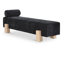 Edison Black Chenille Fabric Bench