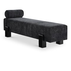 Edison Black Chenille Fabric Bench