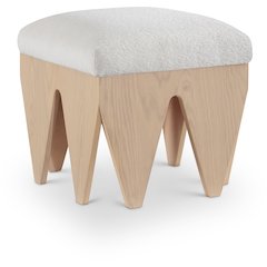 Altair Cream Velour Fur Fabric Bench