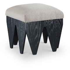 Altair Beige Velour Fur Fabric Bench