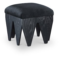 Altair Black Velour Fur Fabric Bench