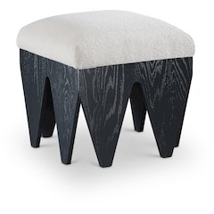 Altair Cream Velour Fur Fabric Bench