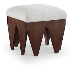 Altair Cream Velour Fur Fabric Bench