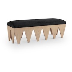 Altair Black Velour Fur Fabric Bench