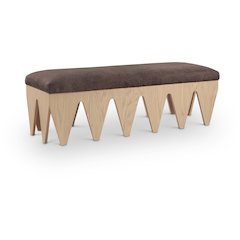 Altair Brown Velour Fur Fabric Bench