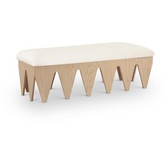 Altair Cream Velour Fur Fabric Bench