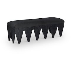 Altair Black Velour Fur Fabric Bench