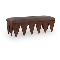 Altair Brown Velour Fur Fabric Bench