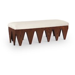 Altair Cream Velour Fur Fabric Bench