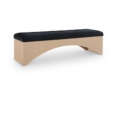 Lawson Black Velour Fur Fabric Bench