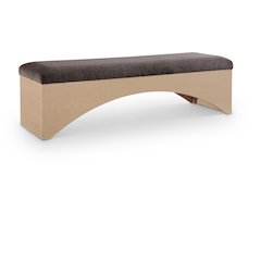 Lawson Brown Velour Fur Fabric Bench