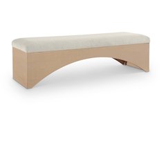 Lawson Cream Velour Fur Fabric Bench