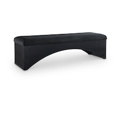 Lawson Black Velour Fur Fabric Bench