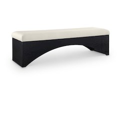 Lawson Cream Velour Fur Fabric Bench