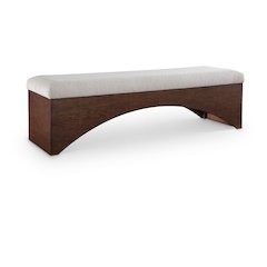 Lawson Beige Velour Fur Fabric Bench