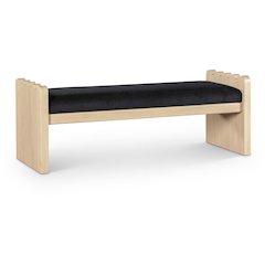 Sonia Black Velour Fur Fabric Bench