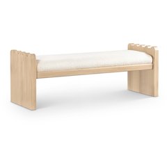 Sonia Cream Velour Fur Fabric Bench