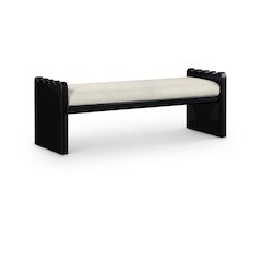 Sonia Cream Velour Fur Fabric Bench