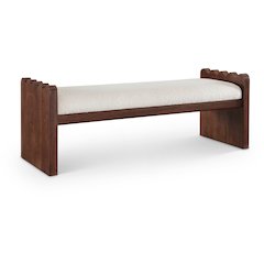 Sonia Cream Velour Fur Fabric Bench