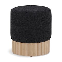 Veranda Black Boucle Fabric Ottoman/Stool