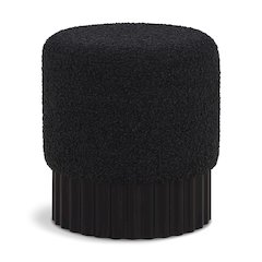 Veranda Black Boucle Fabric Ottoman/Stool
