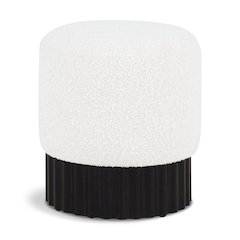 Veranda Cream Boucle Fabric Ottoman/Stool