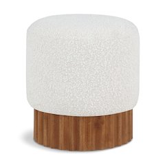 Veranda Cream Boucle Fabric Ottoman/Stool