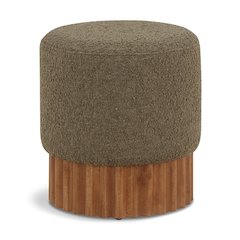 Veranda Olive Boucle Fabric Ottoman/Stool