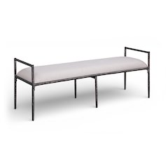 Axis Beige Linen Textured Fabric Upholstered Bench