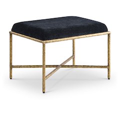 Valley Black Chenille Fabric Bench