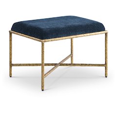 Valley Navy Chenille Fabric Bench