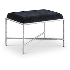 Valley Black Chenille Fabric Bench