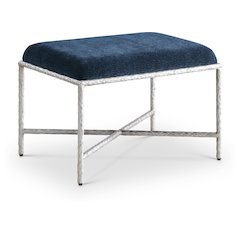 Valley Navy Chenille Fabric Bench