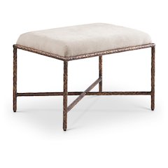 Valley Beige Chenille Fabric Bench