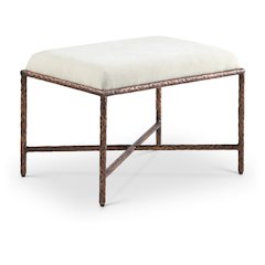 Valley Cream Chenille Fabric Bench