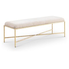 Valley Beige Chenille Fabric Bench
