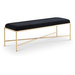 Valley Black Chenille Fabric Bench