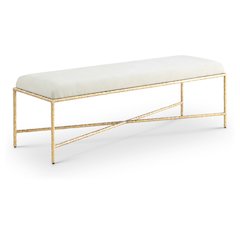 Valley Cream Chenille Fabric Bench