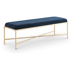 Valley Navy Chenille Fabric Bench