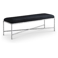 Valley Black Chenille Fabric Bench