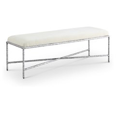 Valley Cream Chenille Fabric Bench