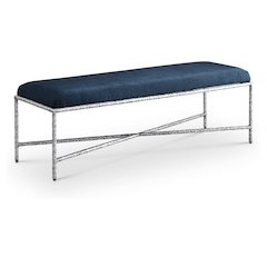 Valley Navy Chenille Fabric Bench
