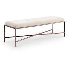 Valley Beige Chenille Fabric Bench