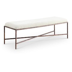 Valley Cream Chenille Fabric Bench